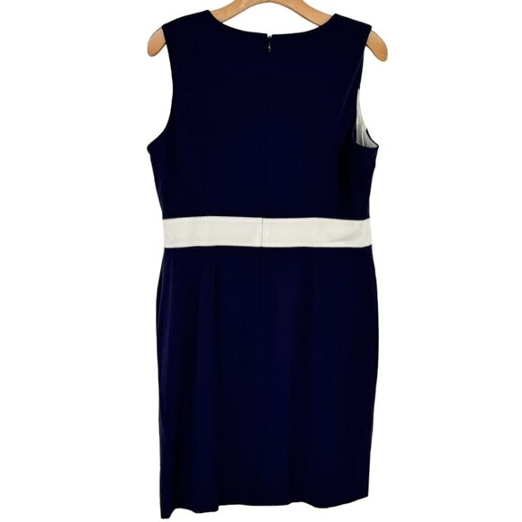 Tommy Hilfiger Women's Sleeveless Sheath Dress Navy White Stripe Size 12 - Picture 9 of 10